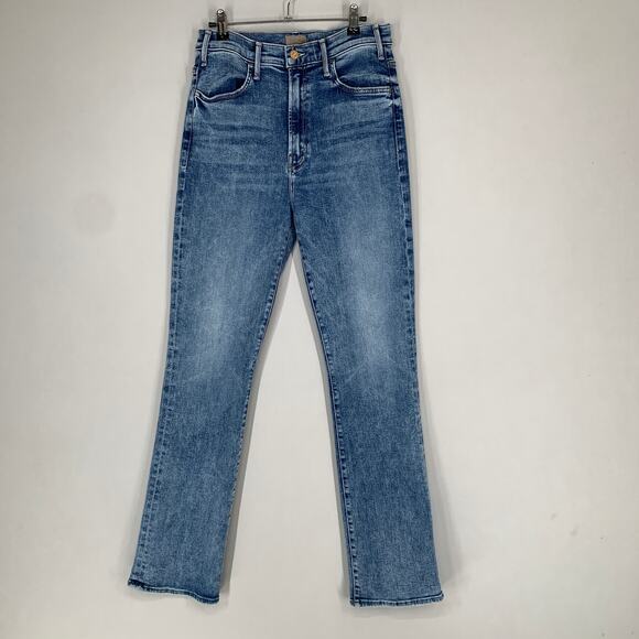 Mother Women Hustler Sneak High Rise Flare Jeans 32 Blue Denim On the Run 32 - Picture 4 of 13